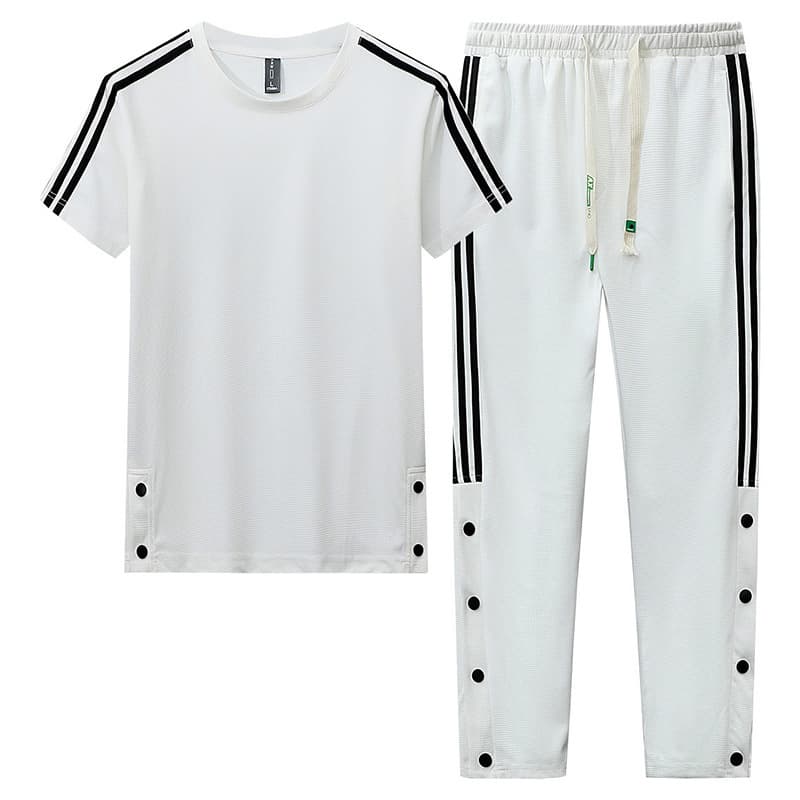 Men's Clothes Men's Casual Suit Summer Thin Ice Short Sleeve T-shirt Youth Plus Size Sports Two-piece Set