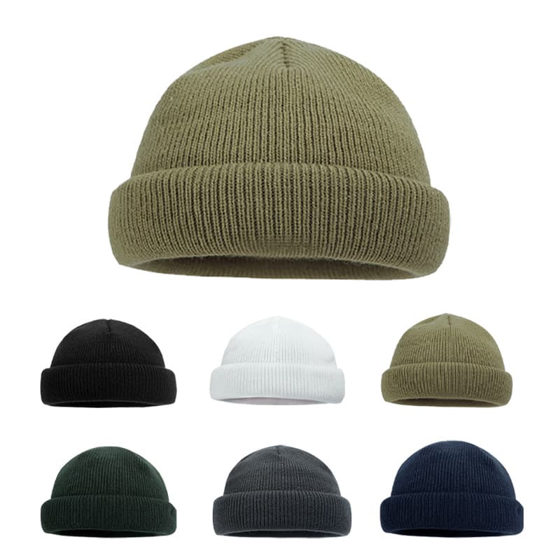 Japanese Style Solid Color Melon Skin Versatile Street Retro Warm Unisex Cold Autumn Winter Short Knitted Hat