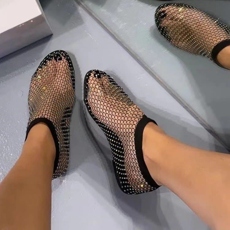 Women's Round Toe Sandals With Diamond Short Boots, Summer Sexy Large Size Flat Bottom Hollow Sandals For Women