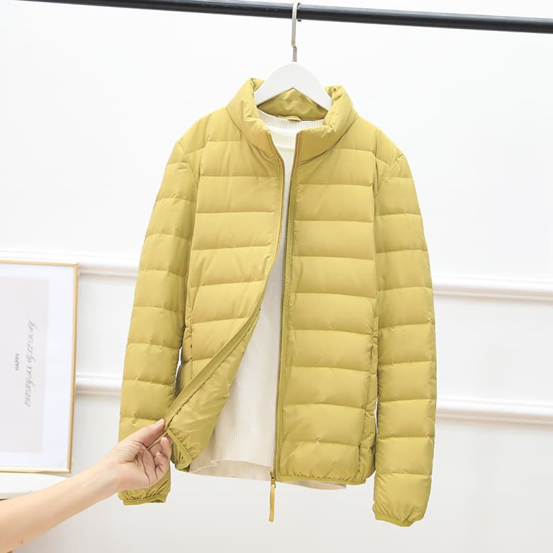 Men's Clothing New Style Thin Down Jacket For Women Fashionable Stand Collar White Duck Down Autumn And Winter Lightweight Seamless Short Coat