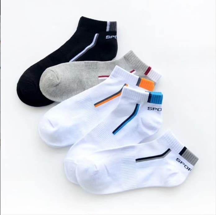2025d Spring And Autumn Men's No-Show Trendy Sweat-Absorbing Waistband Sports Socks, White For Men, Zhuji Cotton Socks