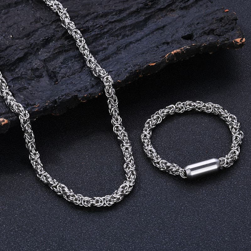 Men's Jewelry Magnetic Buckle Bracelet Jewelry Street Punk Style Domineering Chain Necklace Jewelry Set