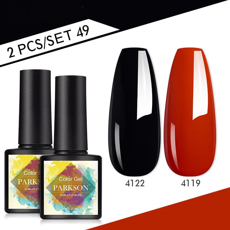 Parkson 2PCS Gel Nail Polish Set Long Lasting LED Soak Off Gel Varnish Nail Polish White Black Color Kit French Manicure Gel