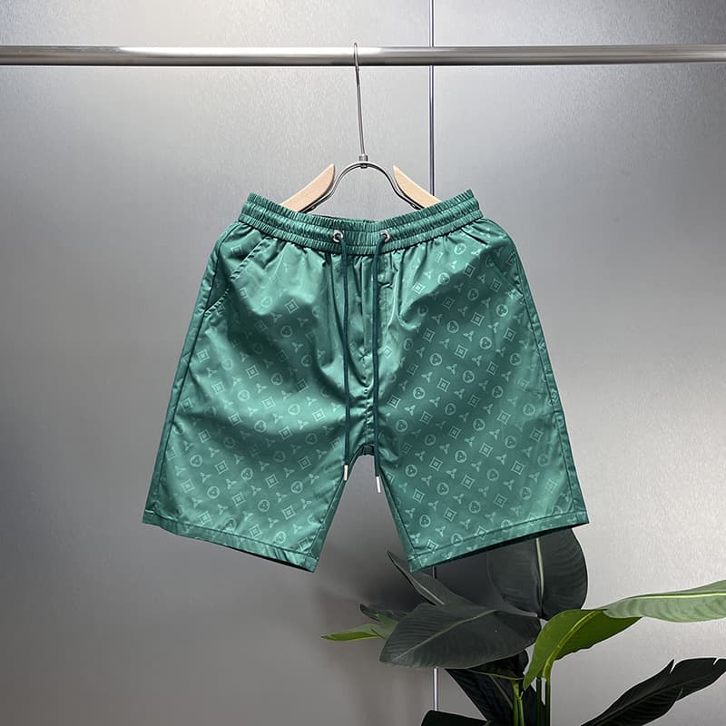 Men's Summer Ice Silk Thin Quick-Drying Casual Shorts Breathable Net Celebrity Fashion Print Beach Pants Mid Waist Loose Fit