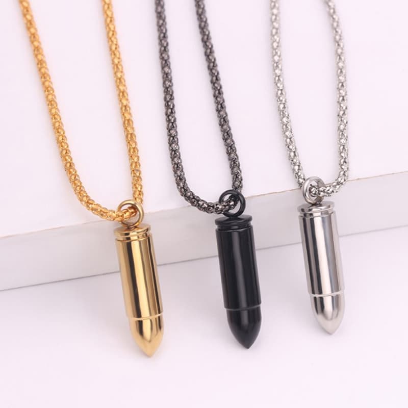 2025 Women Fashion Classic men's bullet shaped pendant stainless steel evening gown necklace