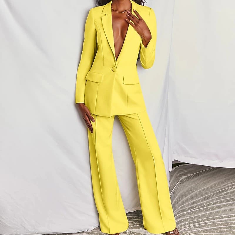 Women's Clothing Fashion Style Long Sleeve Suit Straight Pant Suit