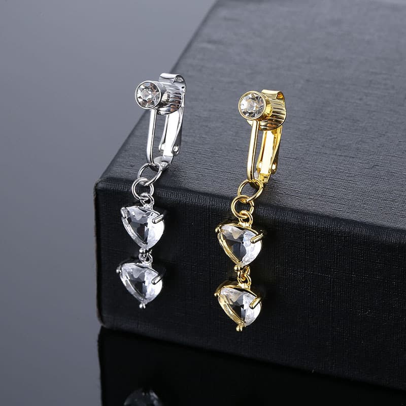 Belly Button Ring Belly Piercing Heart Clip On Umbilical Non Navel Pircing Cartilage Earring Clip Body Ornament