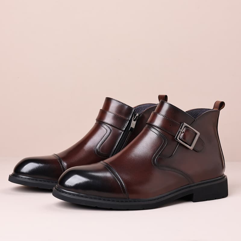 Business dress men's shoes Leather ankle boots men's motorcycle rider boots retro style