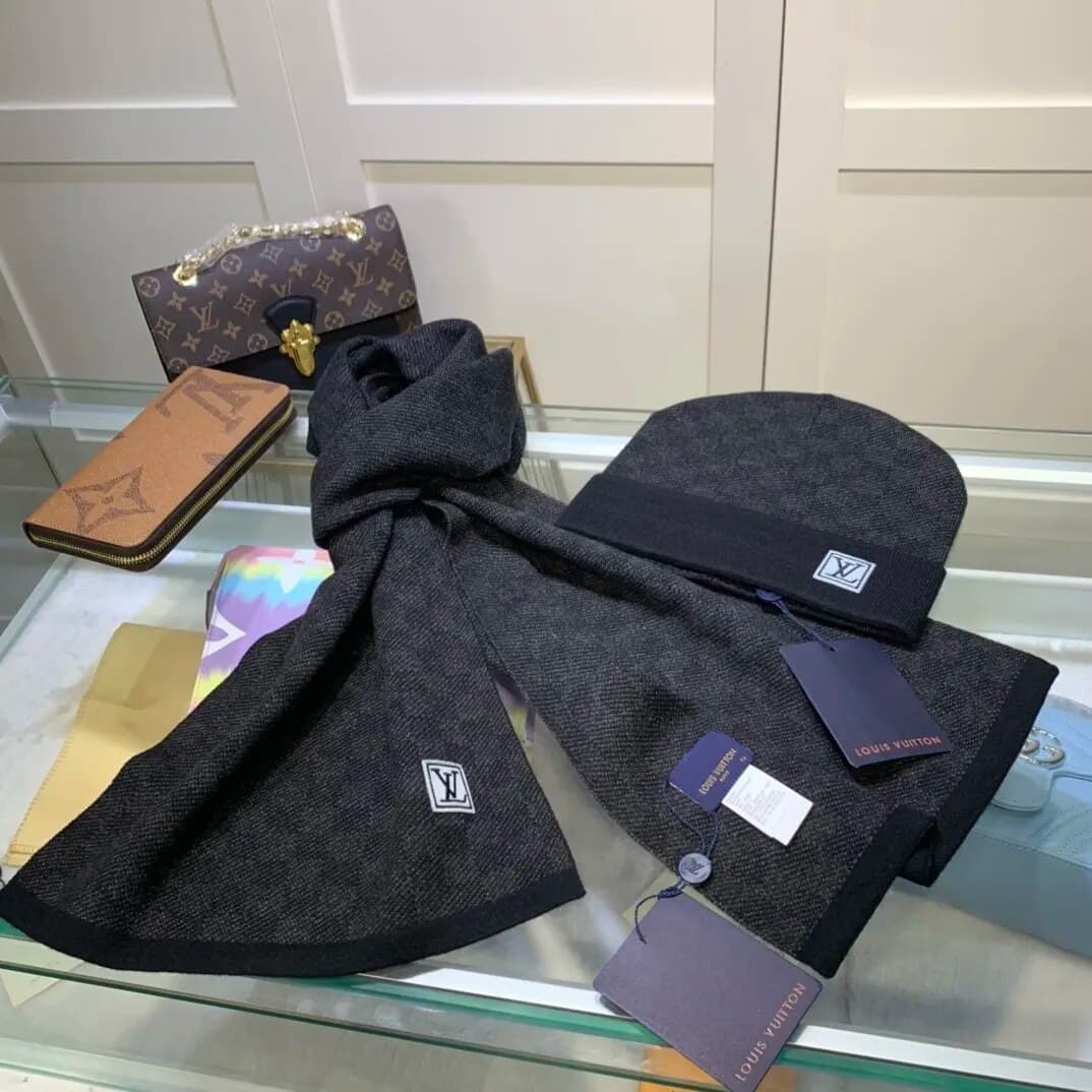 Ensemble classique d'hiver de qualité supérieure avec chapeau en laine, écharpe, ensemble pour hommes et femmes, ensemble tricoté en laine à la