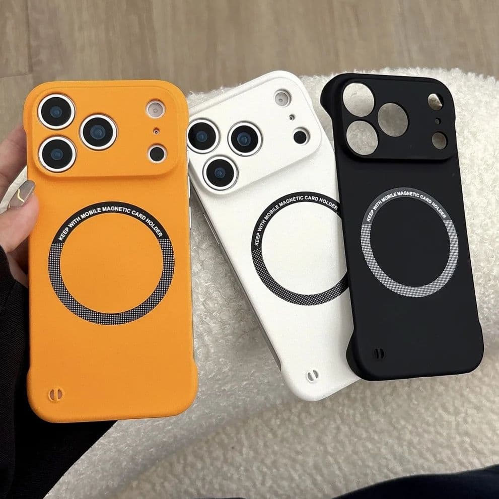 Ultra Thin Frameless Orange Case For Iphone 17 Air 16 E 15 14 Plus 13 12 11 Pro Max Magnetic Wireless Charging