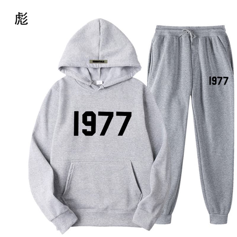 Ensemble pull polaire ample ESSENTIALS Double FOG Fashion Brand High Street, sweat à capuche unisexe avec inscription 1977.