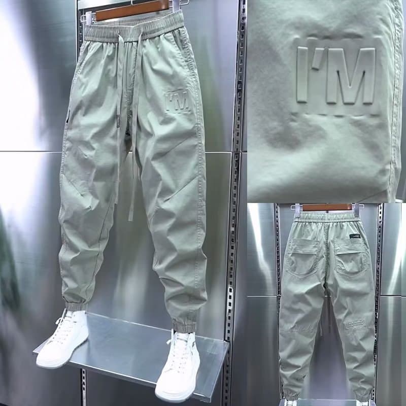 Men's Clothing Fashionable casual pants for men, hot pressed letters summer sports pants, black loose and versatile style, leggings