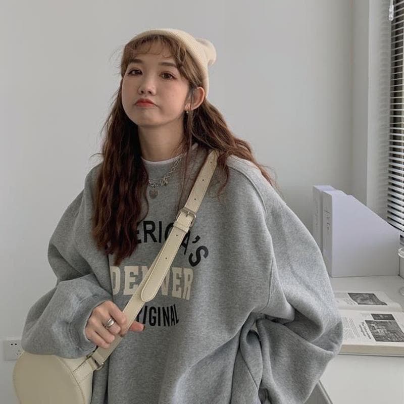 Women’s Clothing Women's Round Neck Sweatshirt For Women Spring, Autumn And Winter Student Printed Letter Pullover Top