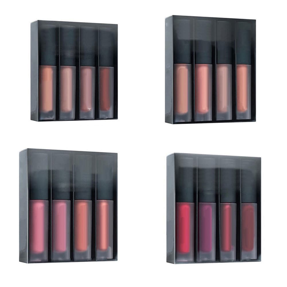 Hislaves 4Pcs Women Moisturizer Matte Liquid Lip Glosses Lipsticks Set Cosmetic Makeup