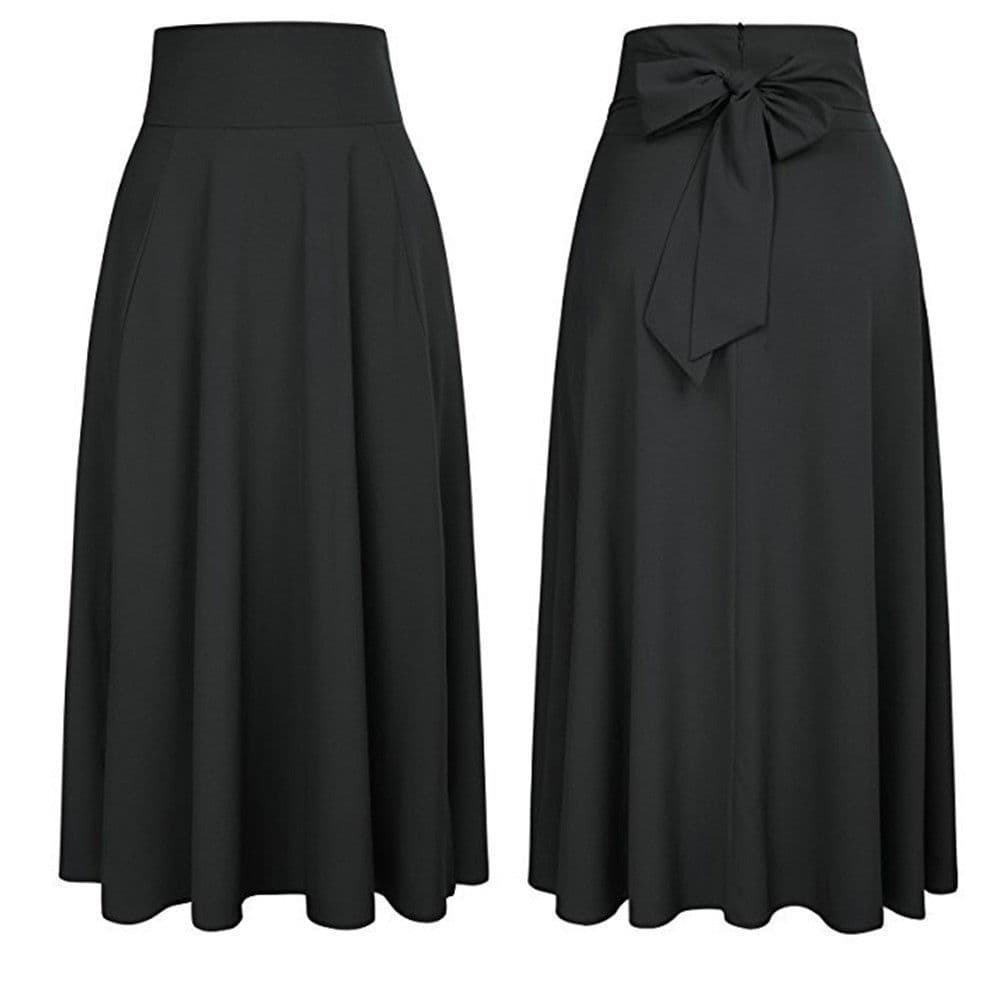 Elegant Flowy Midi Skirt With Crisscross Ties - Soft Polyester Fabric, A-Line Silhouette, Black/Grey/Burgundy, S/M/L Sizes