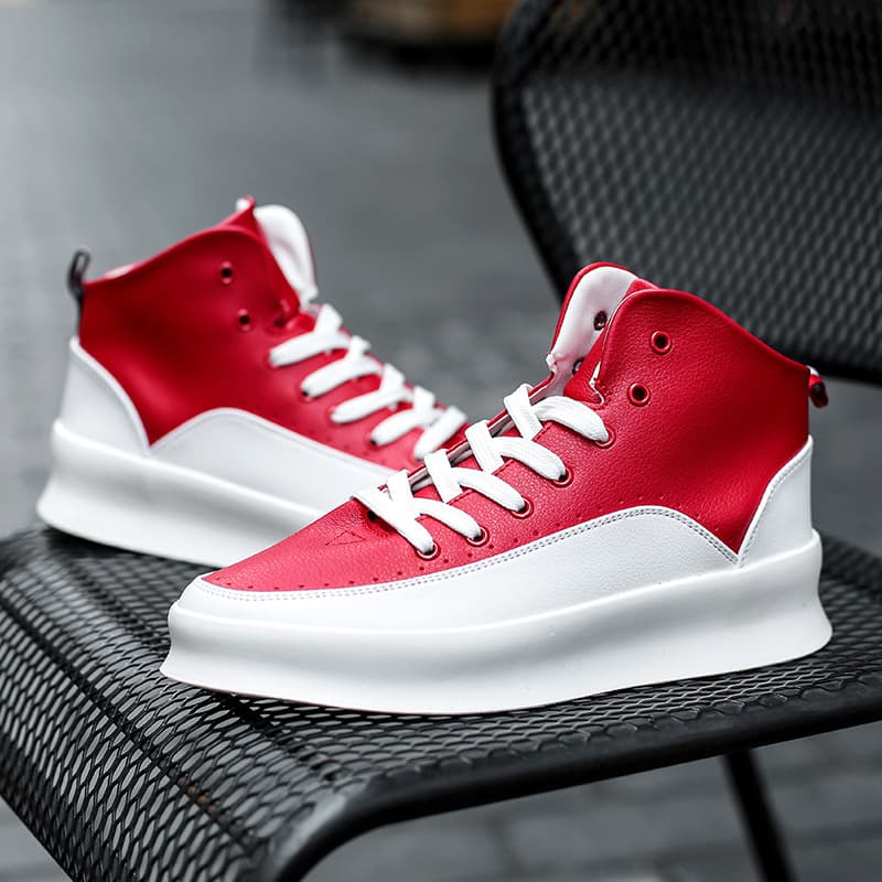 Men's Shoes Trendy Men's Shoes Mid High Top Men's Thick Soled White Shoes Versatile Casual Trendy Sneakers