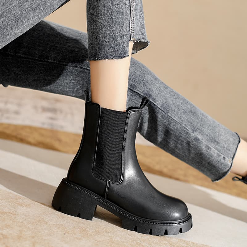 boots Women's British-style short boots 2023 new autumn and winter mid-calf boots thick-soled Martin boots cigarette boots plus size