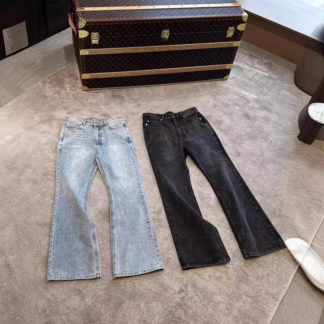 Men's Clothing New Paris Bootcut Ice Blue Black Gray Natural Washed Flared Trousers Jeans