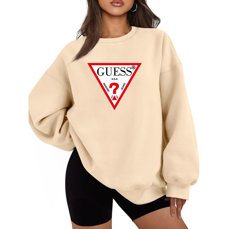 Sweat-shirt ample à col rond pour femme, imprimé de marque tendance printemps, automne et hiver