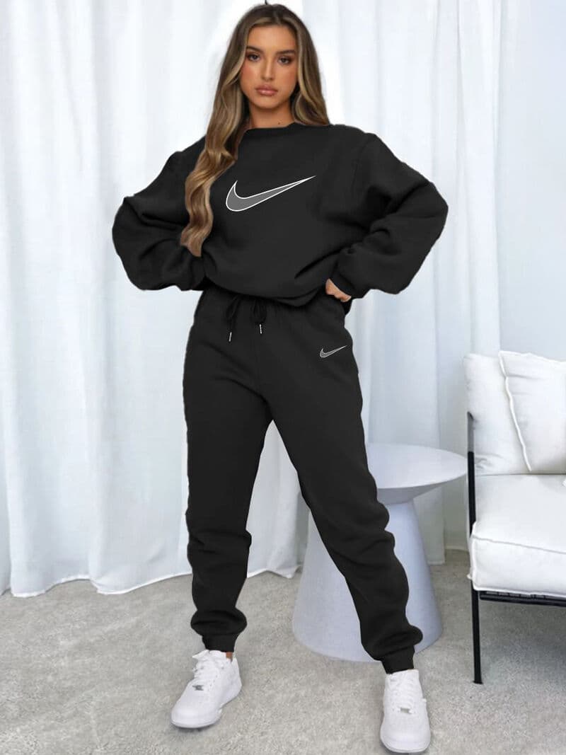 Ensemble sweat-shirt et pantalon automne-hiver - Nouveauté femme - Style tendance et amusant - Col rond - Manches longues