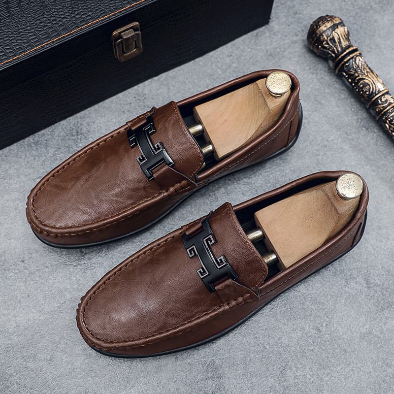2025 Dou Male Spring New Style One Step Lazy Lefu Driving Leisure Leather Shoes Live Broadcast 771D