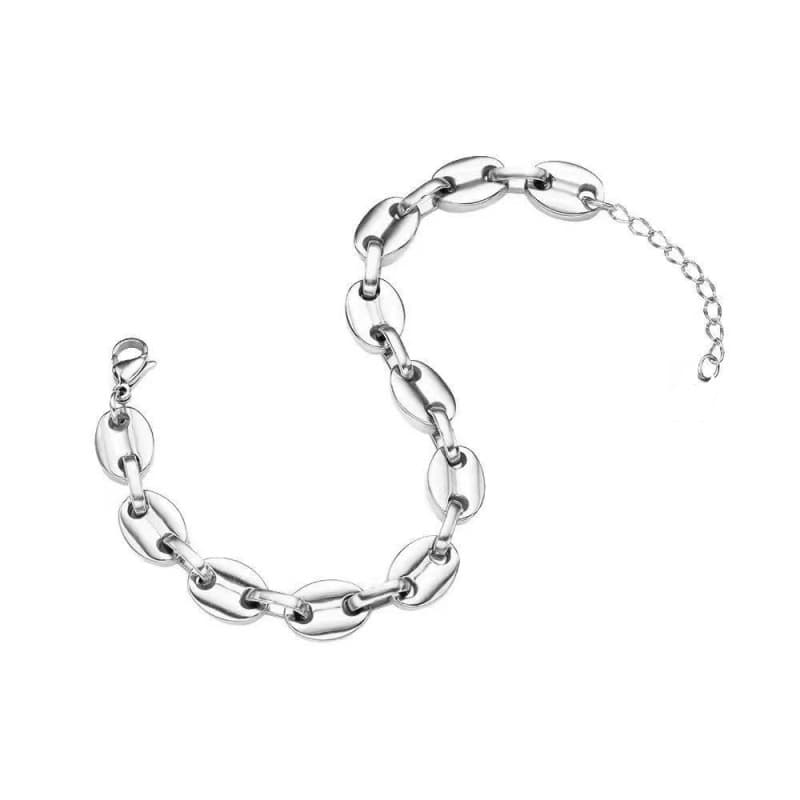European And American Hip-Hop Men's Stainless Steel Pig Nose Simple Luxury Ins Coffee Bean Bracelet Jewelry Wholesale