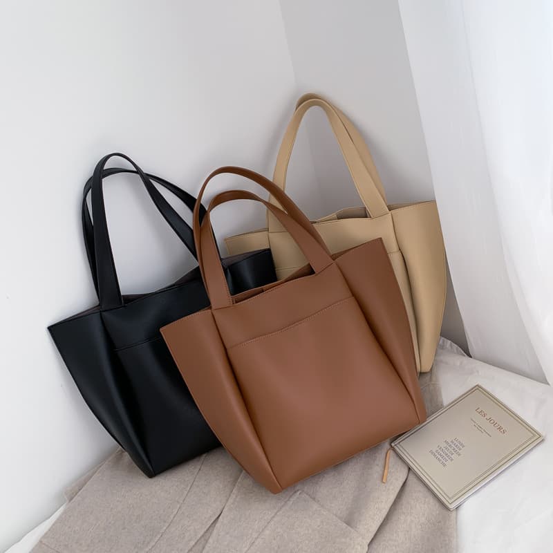 Women’s Bags Large Capacity Soft PU Bag Female Spring And Summer New Version Commuter Shoulder Bag Student Fashion Hand Held Tote Bag