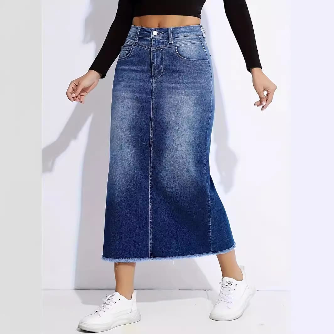 Women's Clothing Hip Skirt New Spot Women's Clothing Raw Edge Split Jeans Women