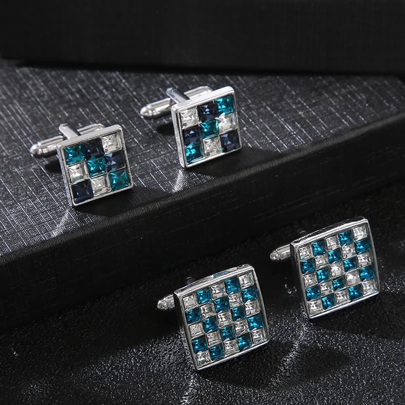 New Square Color Diamond Zircon Cufflinks Fashion Men's Shirt French Cufflinks