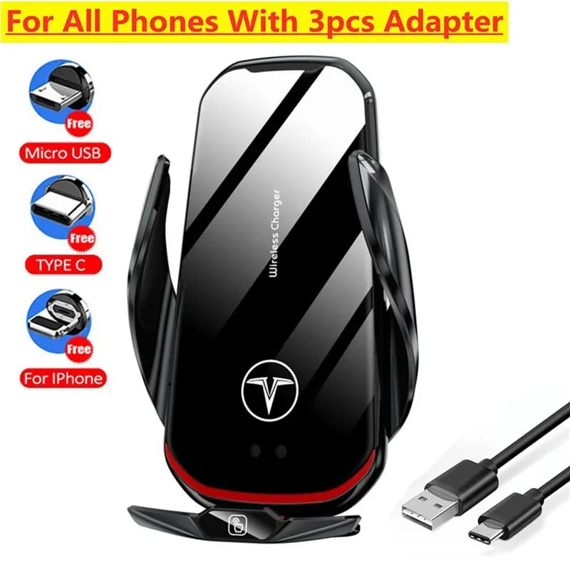 Wireless Charger Phone Holder Stand Smart Magnetic 15W Fast Charging Station Car Bracket Mount For IPhone Xiaomi Samsung