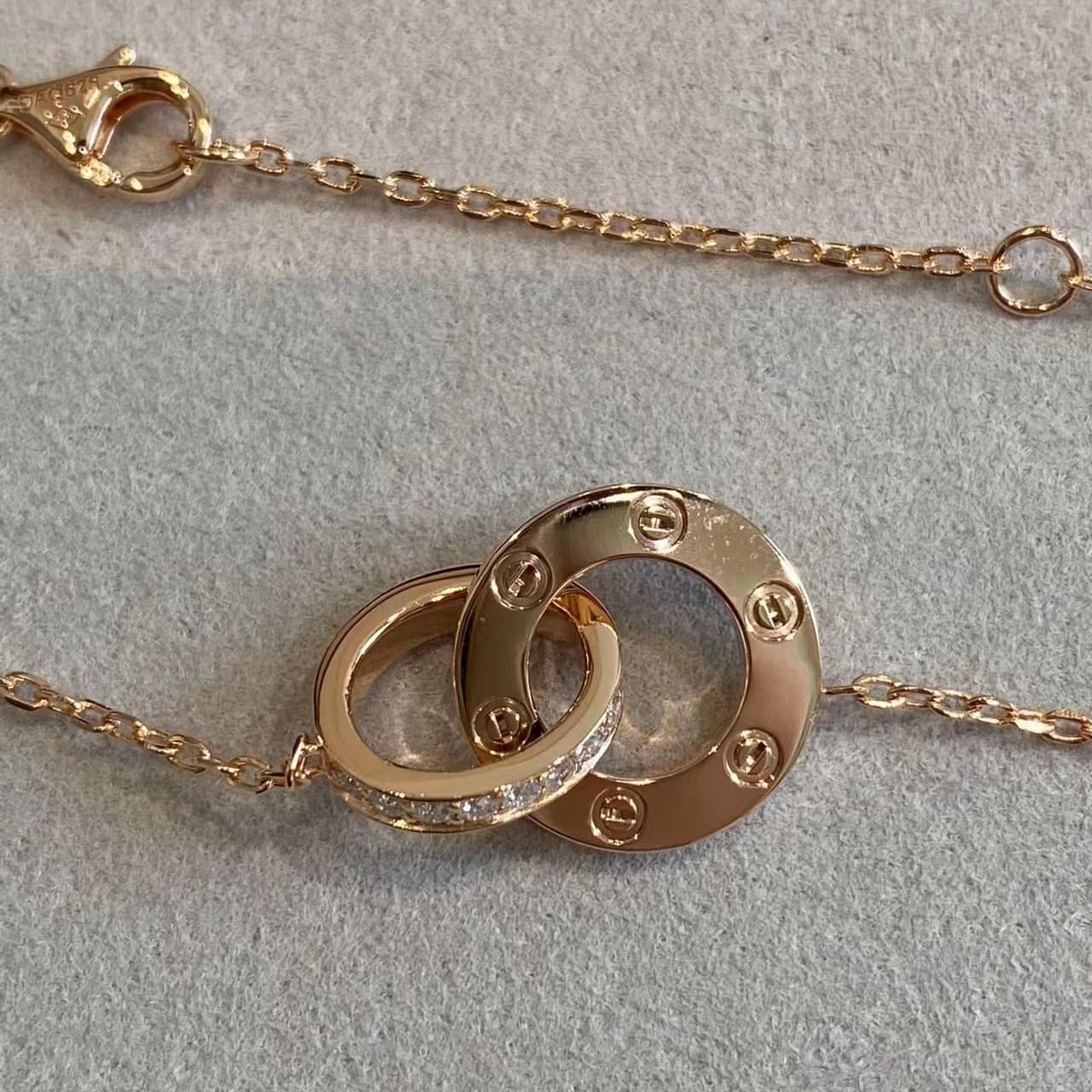 High Version Rose New Luxury Clavicle Card Home Round Cake Double Ring Full Diamond Necklace For Women V Gold Chain
