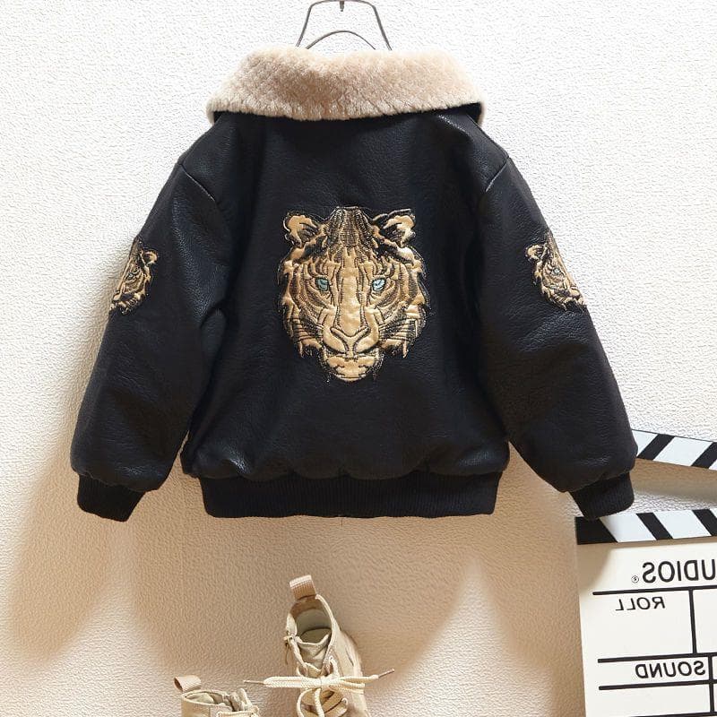 Kids Clothing Children's Plush Leather Jacket Seasons Tops Spring Autumn Winter Boys Fashion Casual Jacket