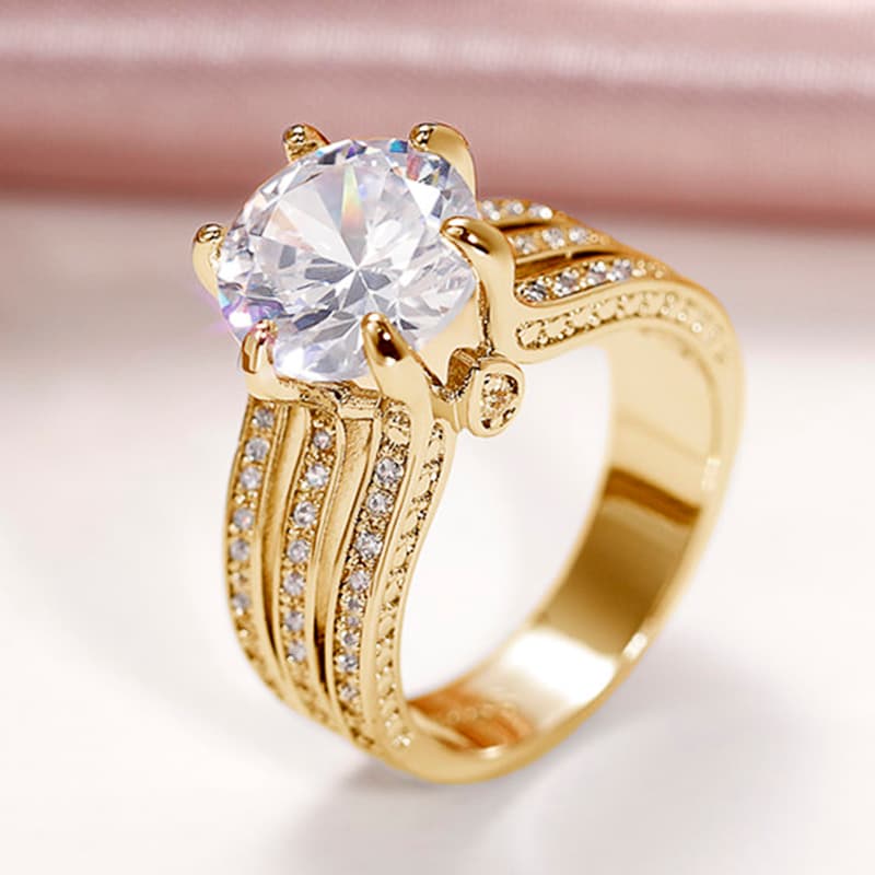 Hot sales Huitan Trendy Wedding Engagement Rings for Women Three Metal Color Pink/White Cubic Zirconia Ring Wholesale Hot Jewelry