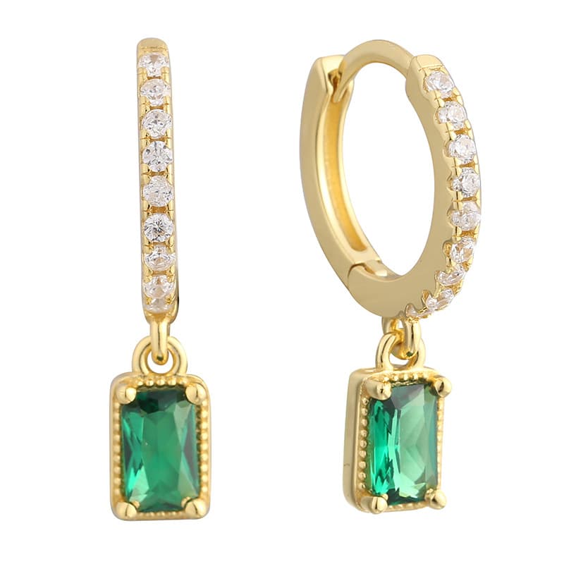 Retro Geometric Earrings For Women Square Pendant Zircon Diamond Earrings For Women Long Hollow Circle Pendant Earrings