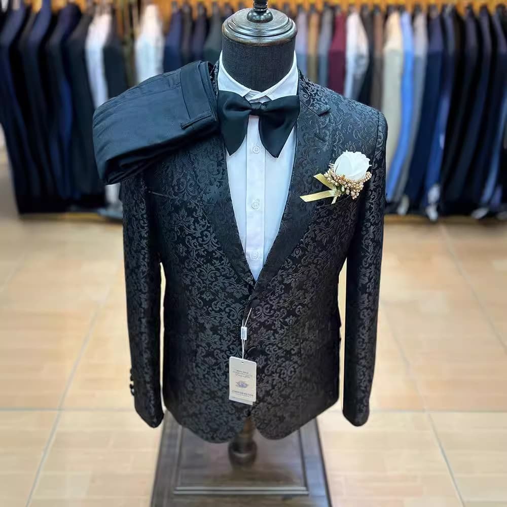 ​​Luxury Jacquard Men's Suit – Elegant Stage & Wedding Tuxedo For Groom, Groomsmen & Performers​​