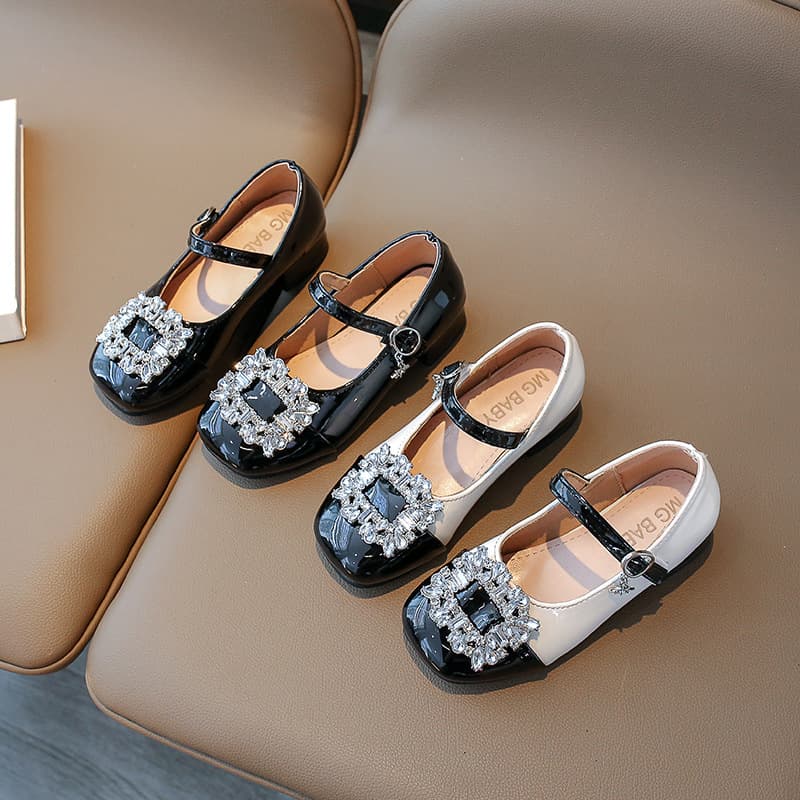 Mother&Kids Rhinestone generous buckle girls' princess shoes shallow mouth children's small leather shoes