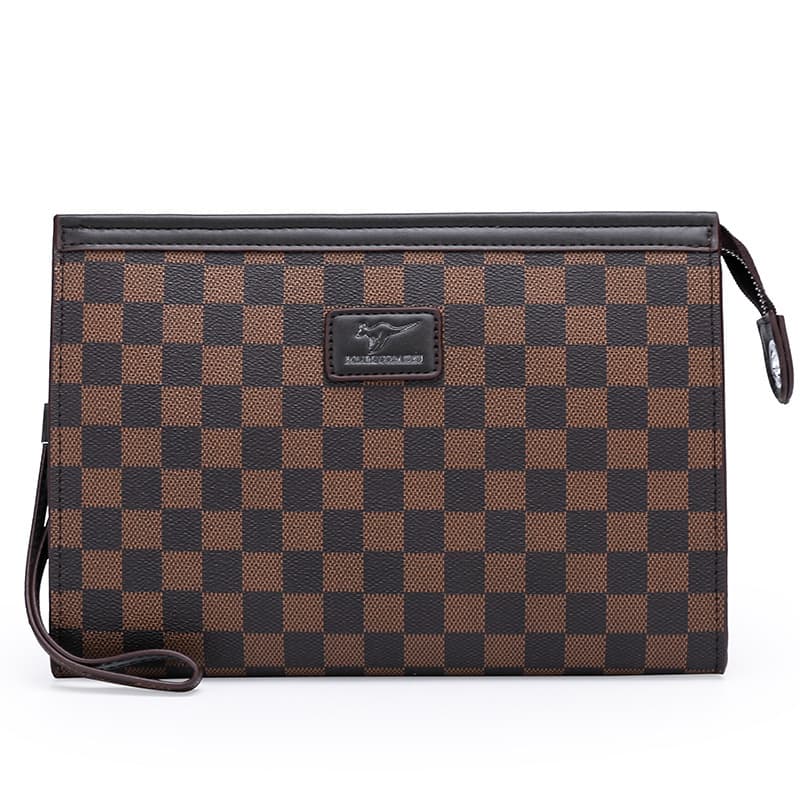 Men's High End Handbag Checkered Pattern Light Luxury Business Envelope Bag Horizontal Large Capacity Clutch Square Design