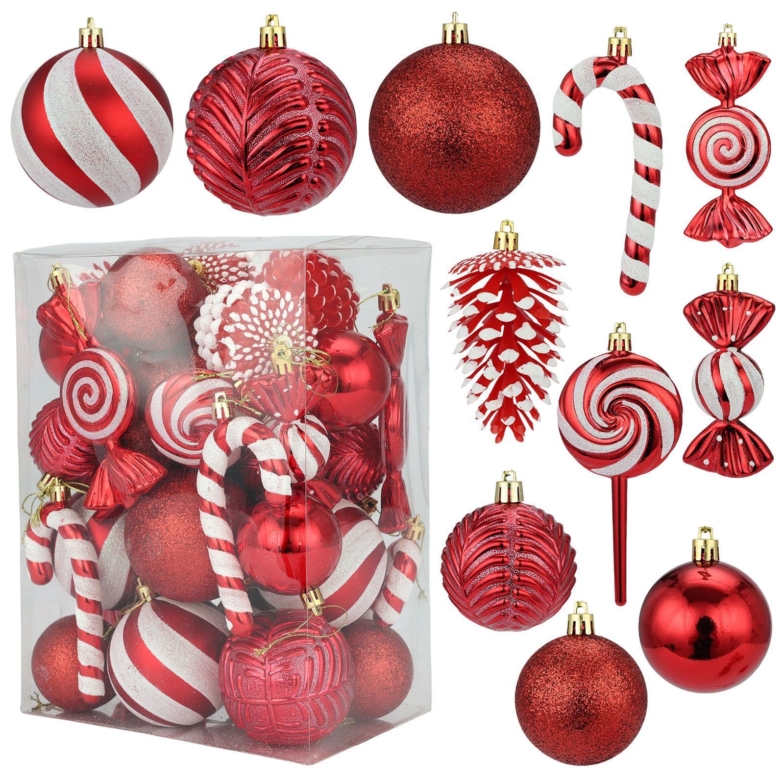 Christmas 8cm/6cm36 Piece Set Christmas Ball Christmas Pendant Candy Gift Box suit Christmas Tree Accessories Decoration