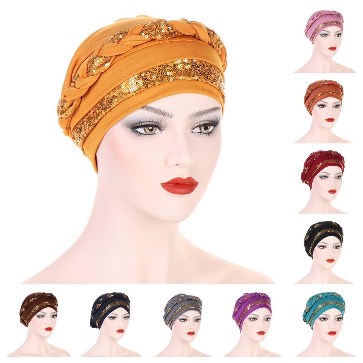 Women's Hats selling turban hat embroidered braided turban hat Muslim hat multi-color pullover hat in stock