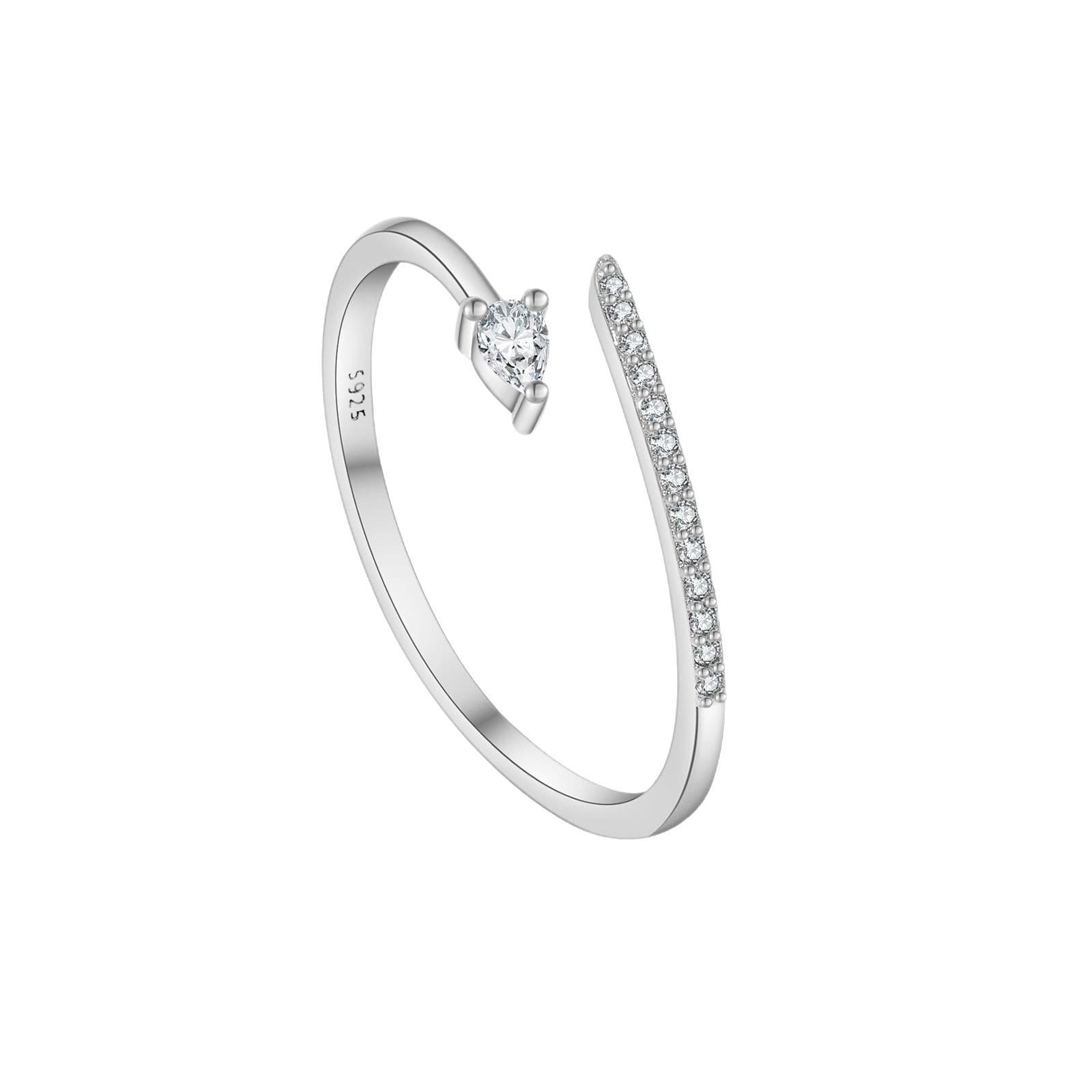Women's Jewelry ​S925 Sterling Silver Adjustable Open Ring With Micro-Pave Zirconia - Geometric Irregular Design Stackable Index Finger Ring​