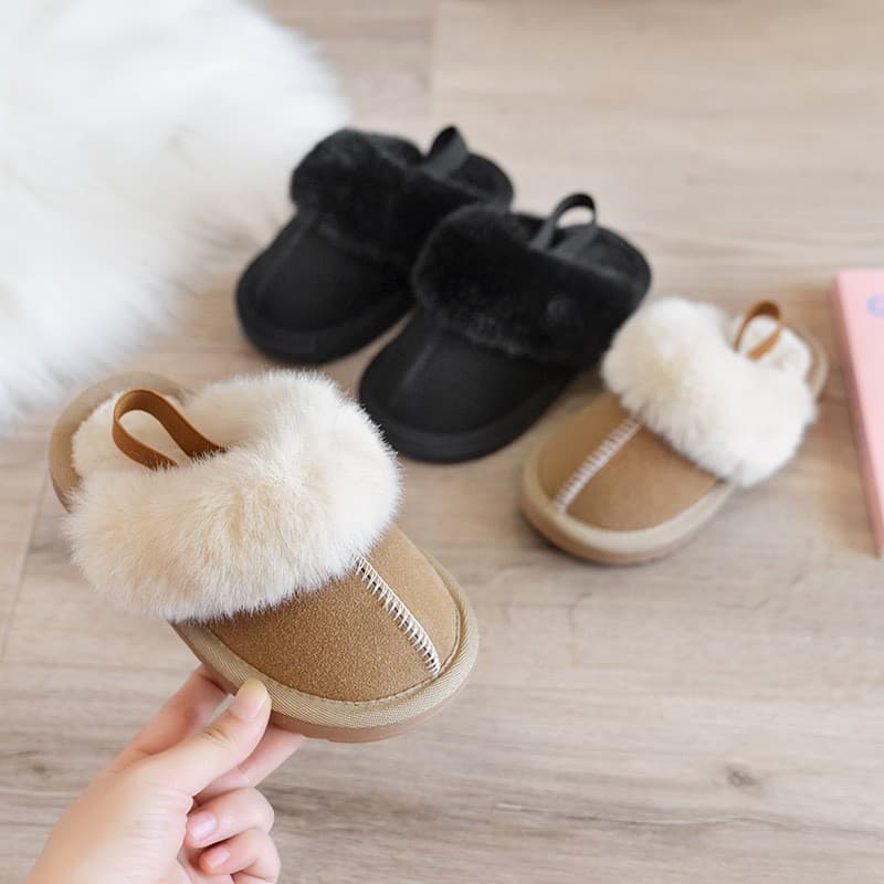 Furry Shoes Fashionable and Versatile Furry Slippers Girls' Casual Cotton Shoes Baby Cotton Slippers