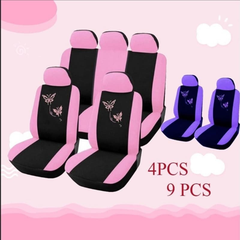 Unisex universal car seat cover purple pink butterfly embroidery suitable for women wish export