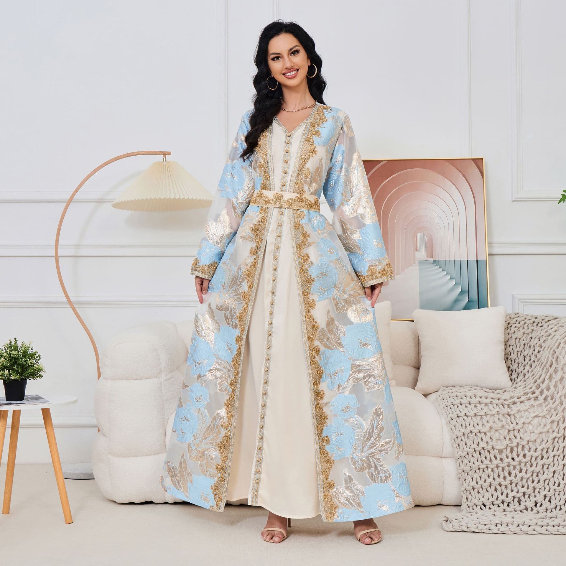 Women's Clothing Women's Muslim Robe Women's Long Skirt Heavy Beaded Elegant Party Dress Dress