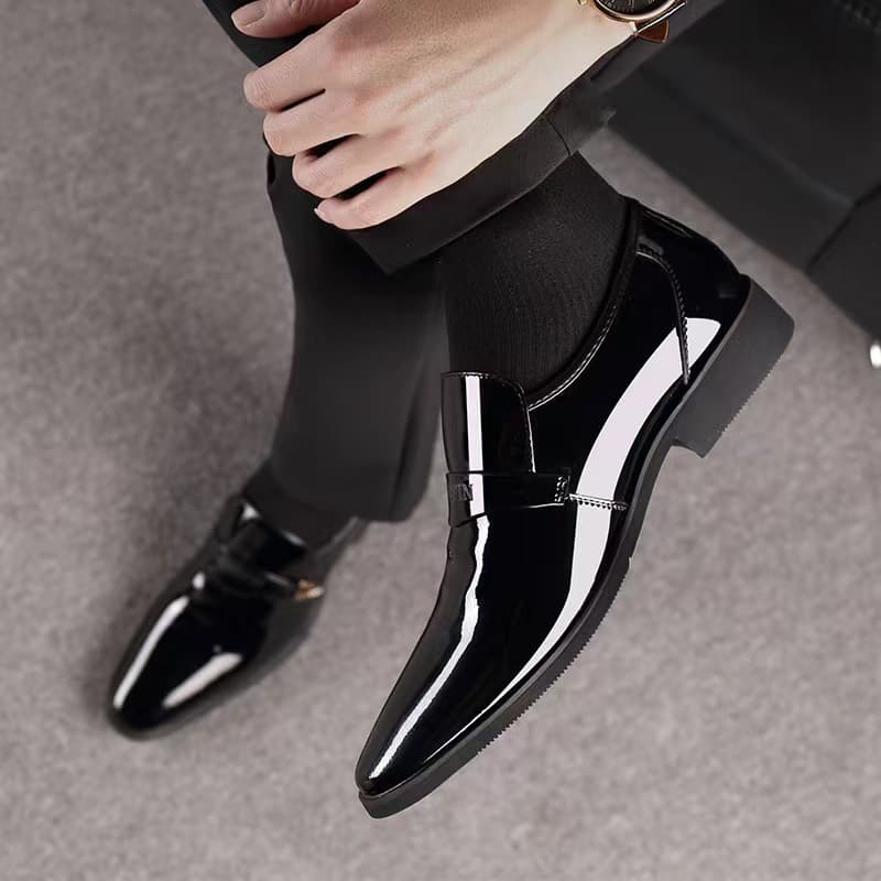 Unbeatable Quality Large Size Patent Shoes, Trendy Business Dress, Korean Version, British Pointed Toe Set, Men's Leather Shoes