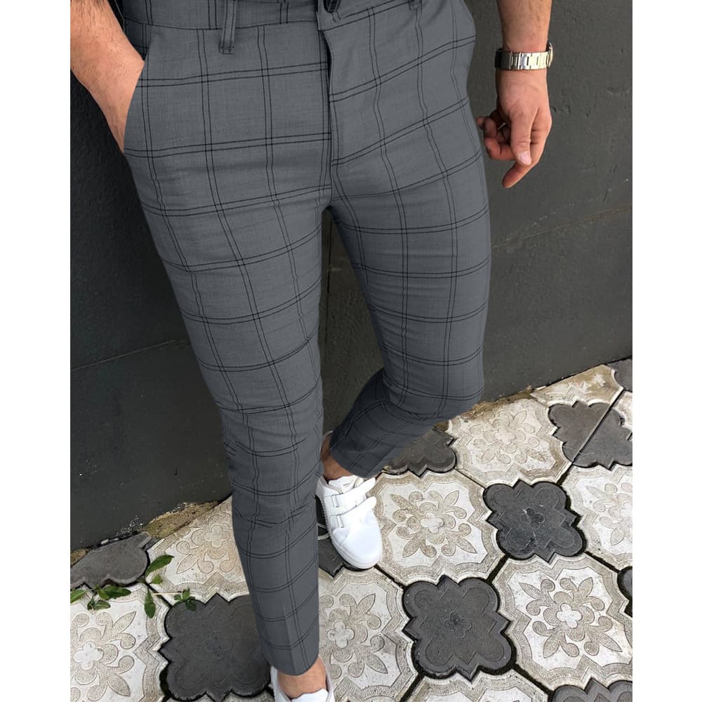 Men's Two Stripes Check Print Lounge Pants