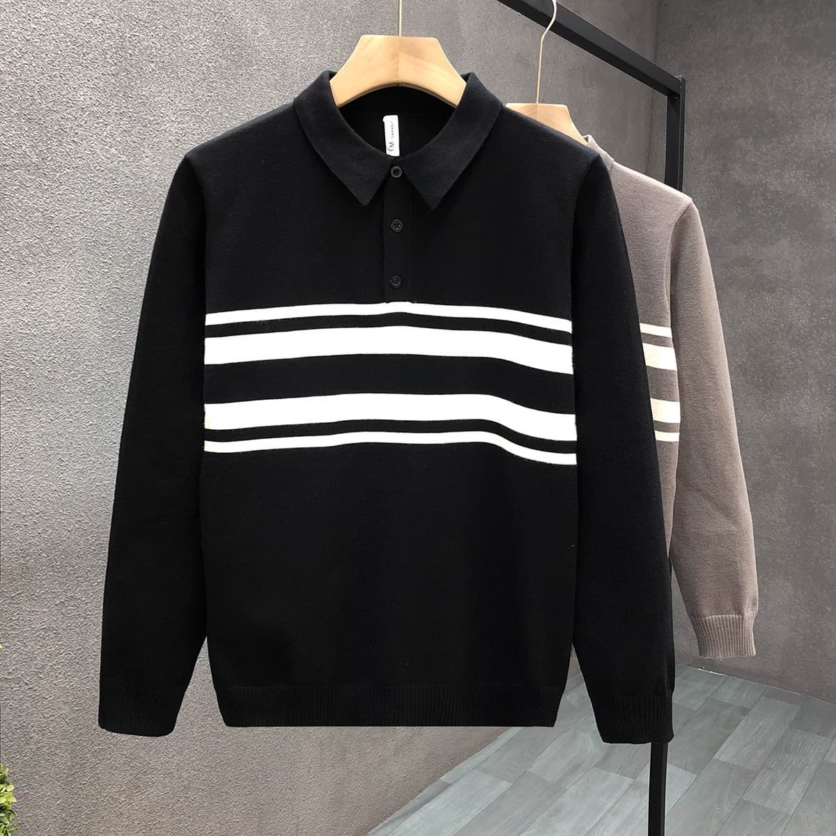 Men's Clothing Polo collar lapel sweater jacket men's fashion brand handsome knitted sweater men's 2024 new all match winter tops