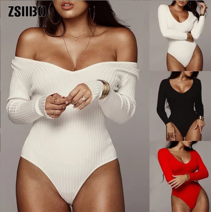 Women's Clothing V-Neck Long-Sleeved Pit Strip Jumpsuit Casual Tight Autumn And Winter