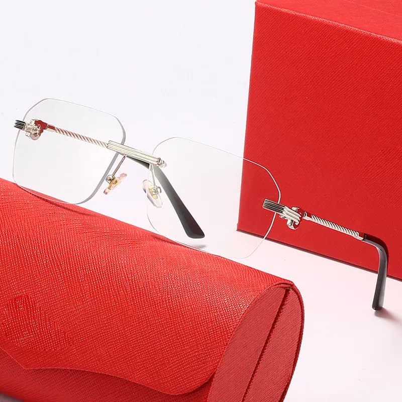 Classic cartr woman sunglasses frames Rimless myopia glasses frame gradient lens deep tea shades essential business