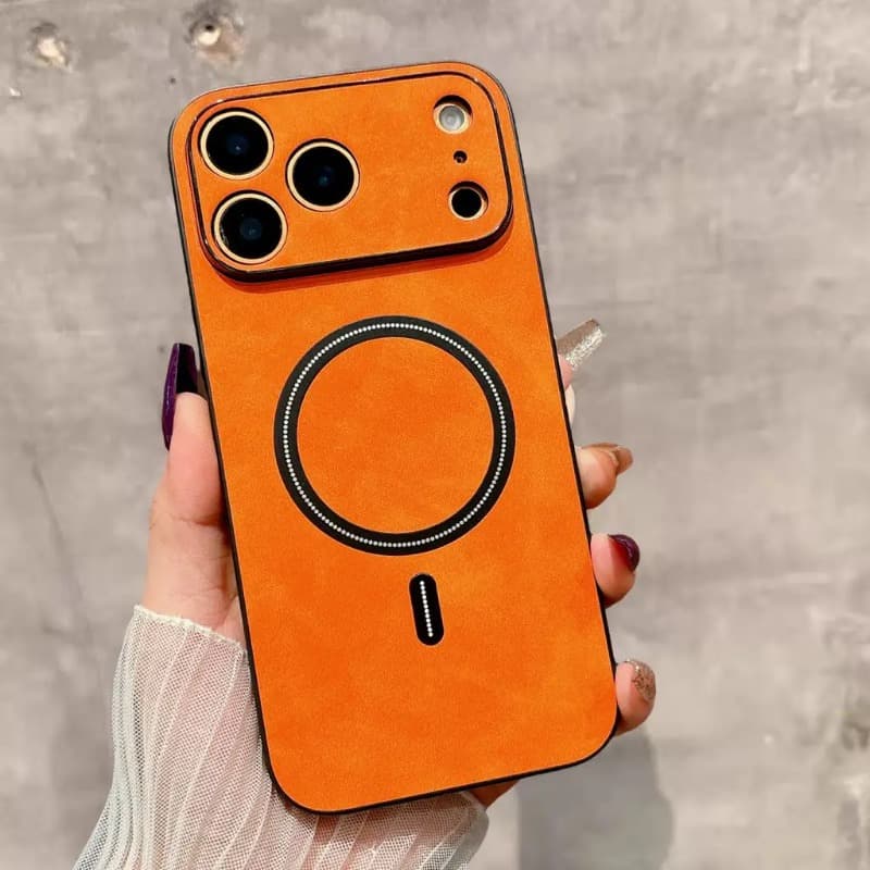 Luxury Wireless Charging Magnetic Cortex Leather Phone Case For Iphone 16 14 13 12 15 17 Pro Max Air Shockproof Bumper