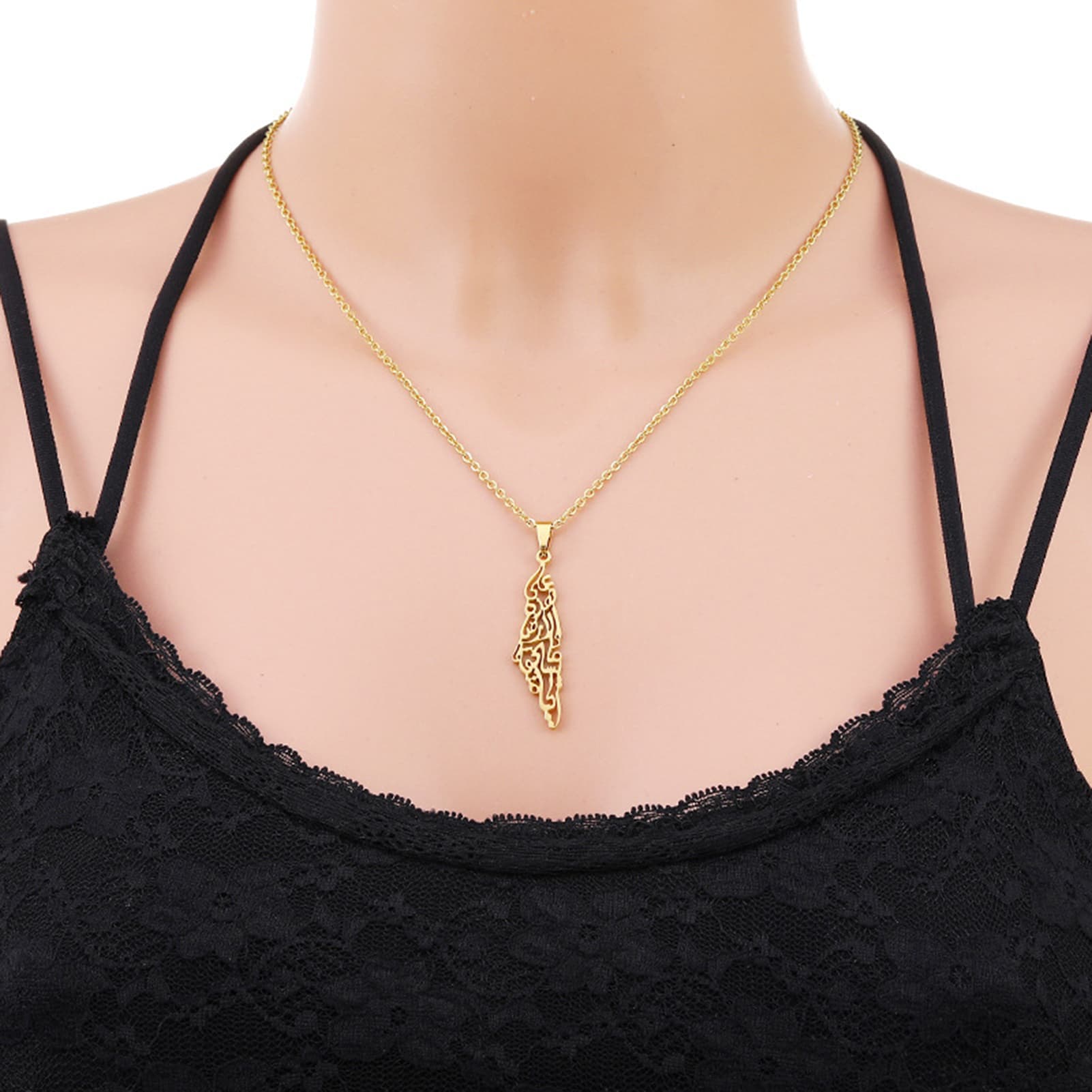 Palestine Israel Outline Map Pendant Necklace Men Women Palestine Country Map Geometric Charm Necklace Family Jewelry Gift